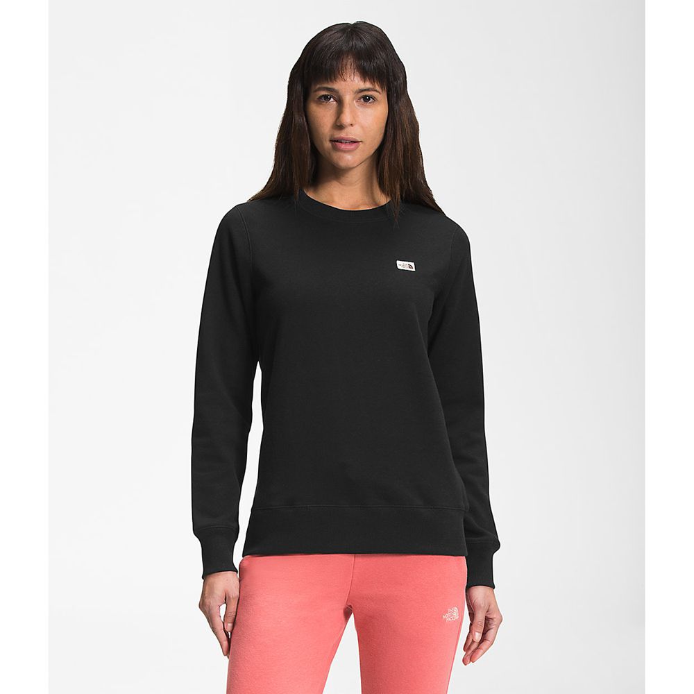 The North Face Sweatshirts Womens Australia - The North Face Heritage Patch Crew Black (MDI-329748)